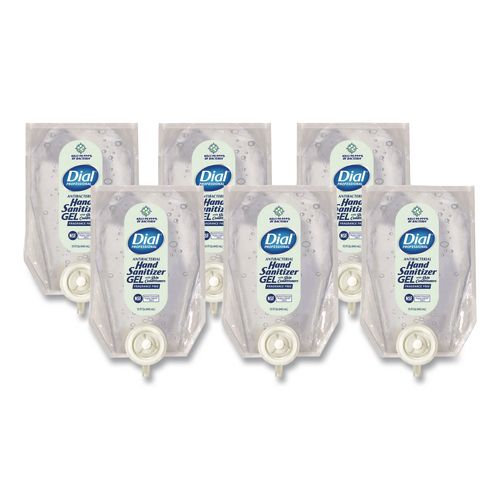 Dial Professional Antibacterial Gel Hand Sanitizer Refill for Versa Dispenser, Fragrance-Free, 15 oz, 6/Carton