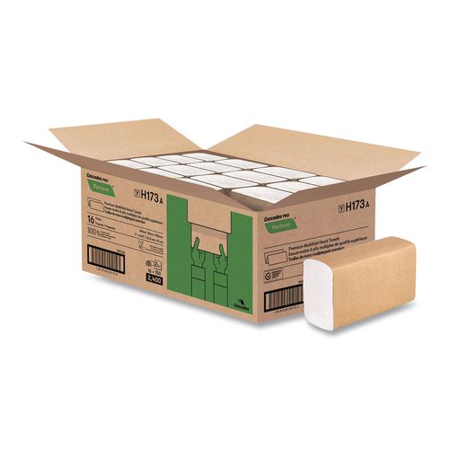 Cascades PRO Perform Multifold Towels, 2-Ply, 9 x 9.45, White, 150/Pack, 16 Packs/Carton