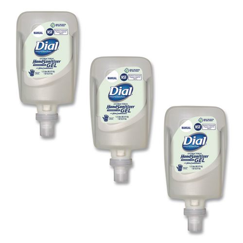 Dial Professional Antibacterial Gel Hand Sanitizer Refill for FIT Manual Dispenser, 1.2 L, Fragrance-Free, 3/Carton