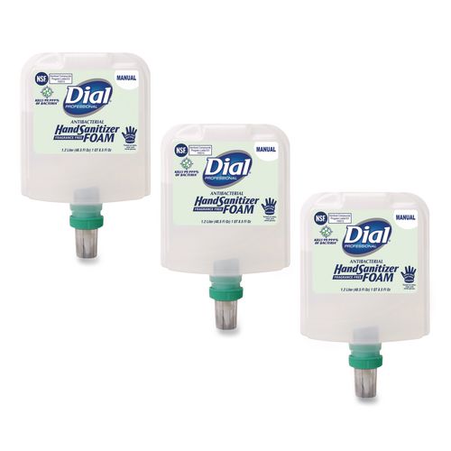 Dial Professional Antibacterial Foaming Hand Sanitizer Refill for Dial 1700 Dispenser, 1.2 L Refill, Fragrance-Free, 3/Carton