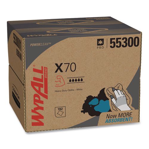 WypAll X70 Cloths, 12.5 x 16.8, White 192/Carton