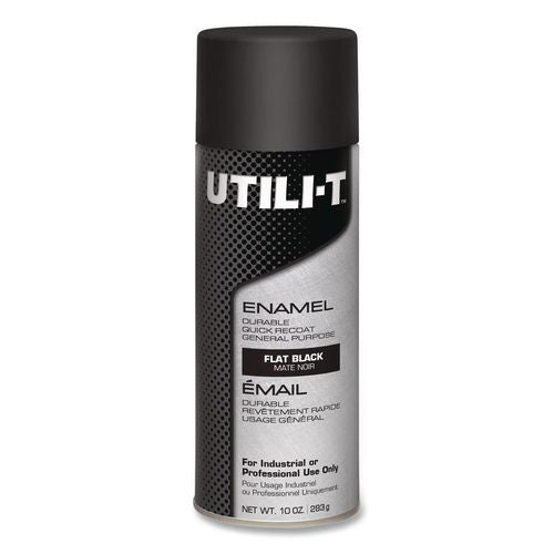 Rust-Oleum UTILI-T Spray Paint, Flat Black, 10 oz Aerosol Can, 6/Carton
