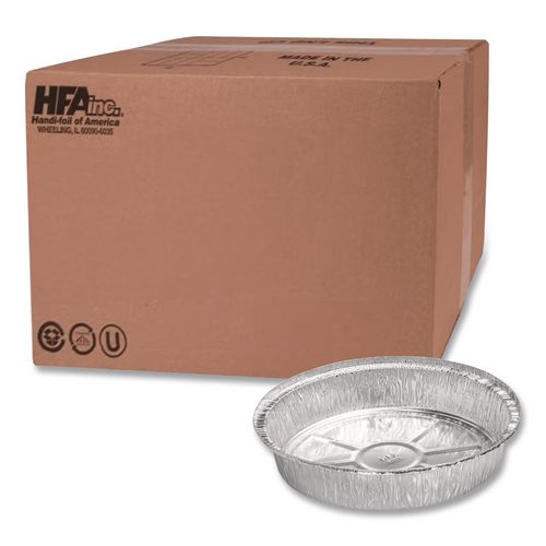 HFA Round Aluminum Container, 37 oz, 8" Diameter, Silver, 500/Carton