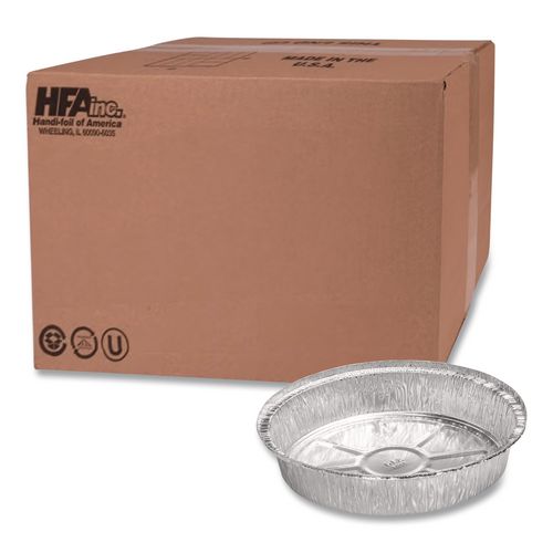HFA Round Aluminum Container, 48 oz, 9" Diameter x 1.66" h, Silver, 500/Carton