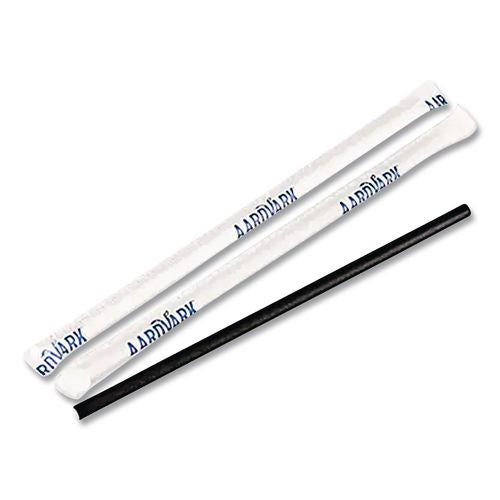 Hoffmaster Aardvark Paper Straws, 5.75", Black, 3,200/Carton