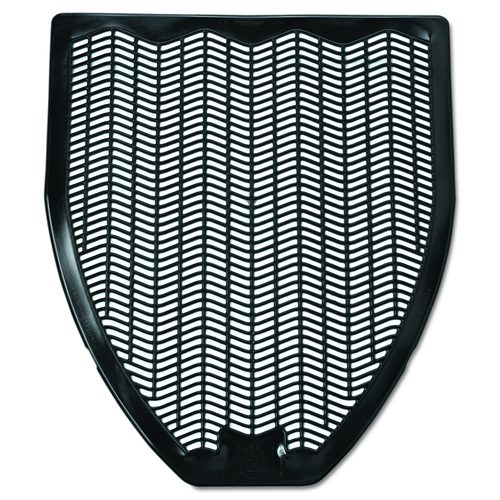 Impact Disposable Urinal Floor Mat, Shield-Shaped, Fresh Blast Scent, Black Non-Slip Perforated Surface, 17.5" x 20.38", 6/Carton