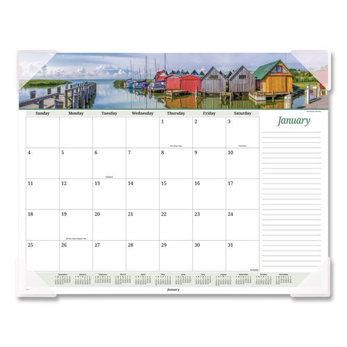 AT-A-GLANCE Seascape Panoramic Desk Pad, Seascape Panoramic Photography, 22 x 17, White Sheets, Clear Corners, 12-Month (Jan-Dec): 2026