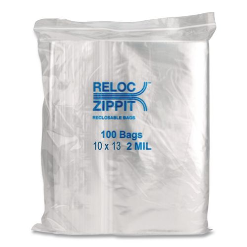 BagCo Zippit Resealable Bags, 2 mil, 10" x 13", Clear, 1,000/Carton
