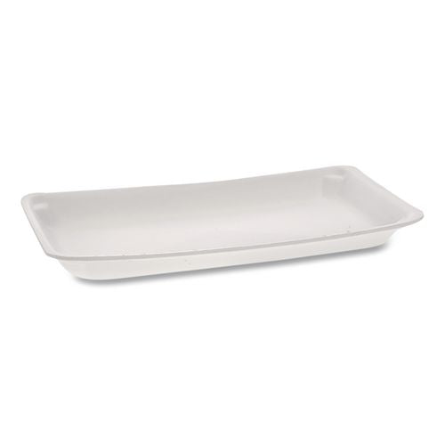 Pactiv Evergreen Supermarket Tray, #10P, 10.75 x 5.5 x 1.2, White, Foam, 400/Carton