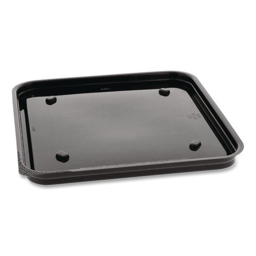 Pactiv Evergreen Recycled Plastic Container, 6 x 6 Brownie Container, 7.5 x 7.5 x 0.56, Black, Plastic, 195/Carton