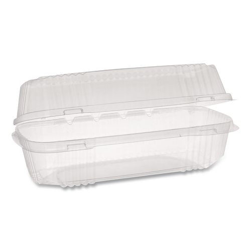 Pactiv Evergreen ClearView SmartLock Hinged Lid Container, Hoagie Container, 27 oz, 9.3 x 4.5 x 3, Clear, Plastic, 250/Carton