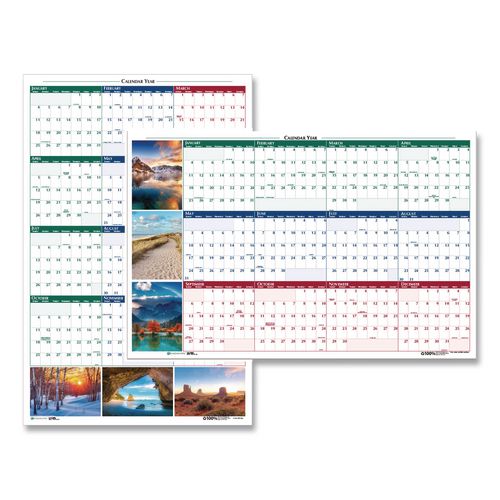 House of Doolittle Earthscapes Recycled Reversible/Erasable Yearly Wall Calendar, Nature Photos, 24 x 37, White Sheets, 12-Month (Jan-Dec): 2026
