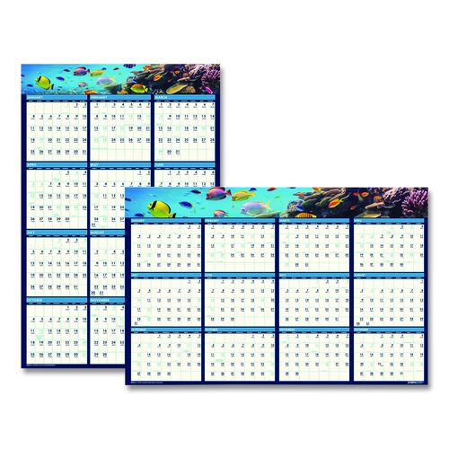 House of Doolittle Earthscapes Recycled Reversible/Erasable Yearly Wall Calendar, Sea Life Photos, 24 x 37, White Sheets, 12-Month(Jan-Dec):2026
