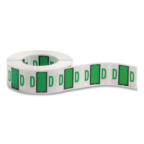 Smead A-Z Color-Coded End Tab Filing Labels, D, 1 x 1.25, White, 500/Roll