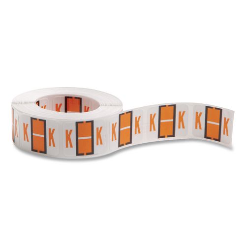 Smead A-Z Color-Coded End Tab Filing Labels, K, 1 x 1.25, White, 500/Roll