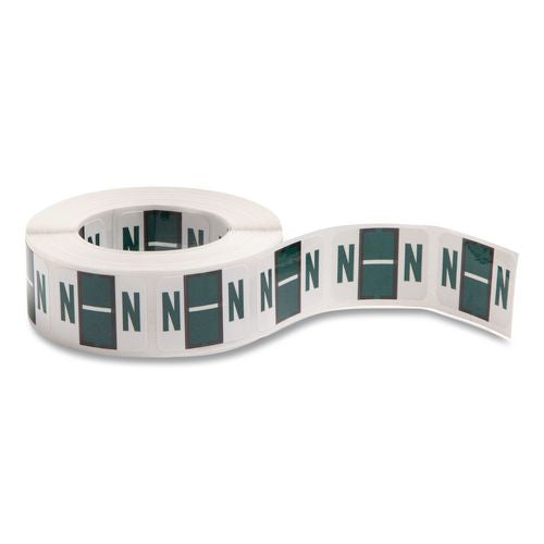 Smead A-Z Color-Coded End Tab Filing Labels, N, 1 x 1.25, White, 500/Roll