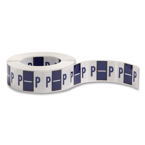 Smead A-Z Color-Coded End Tab Filing Labels, P, 1 x 1.25, White, 500/Roll
