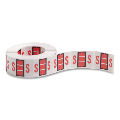 Smead A-Z Color-Coded End Tab Filing Labels, S, 1 x 1.25, White, 500/Roll