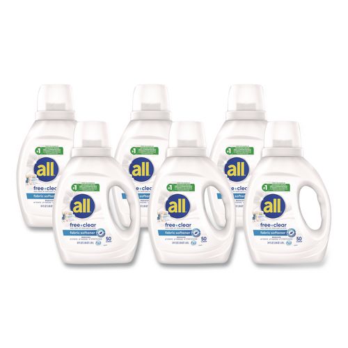all Free Clear Liquid Fabric Softener, Fragrance-Free, 34 oz Bottle, 6/Carton