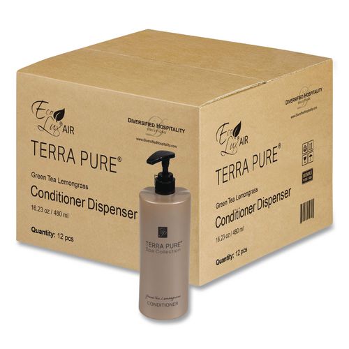 Diversified Hospitality Solutions Terra Pure Conditioner Air Pump, Green Tea Lemongrass Scent, 16.23 oz Bottle, 12/Carton