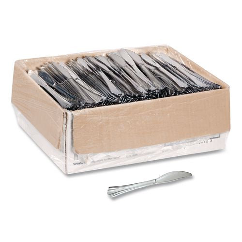 WNA Heavyweight Plastic Knives, Reflections Design, Silver, 600/Carton