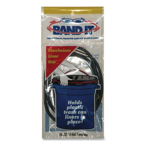 BAND IT Trash Can Loops, for 32 gal to 55 gal Cans, 0.25" x 25", Gray, 36/Carton