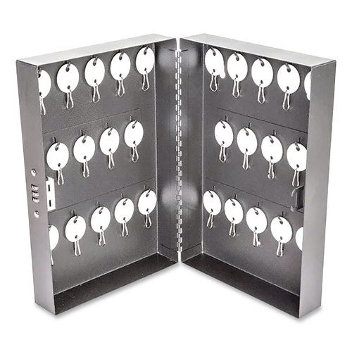 CONTROLTEK Combination Lockable Key Cabinet, 28-Key, 7.75 w x 3.25 d x 11.5 h, Metal, Gray