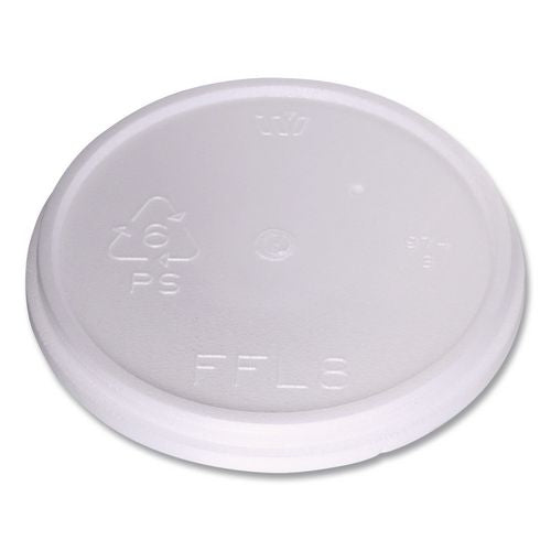 WinCup Plastic Lids for Foam Cups and Bowls, Fits 8 oz to 16 oz Cups/5 oz to 10 oz Bowls, White, 500/Carton