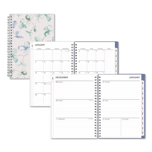 Blue Sky Lindley Weekly/Monthly Planner, Lindley Floral Artwork, 8 x 5, White/Blue/Green Cover, 12-Month (Jan to Dec): 2026