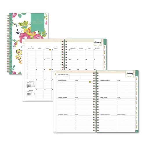 Blue Sky Day Designer Peyton Create-Your-Own Cover Weekly/Monthly Planner, Floral Artwork, 8 x 5, White, 12-Month (Jan-Dec): 2026