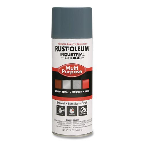 Rust-Oleum Industrial Choice 1600 System Multi-Purpose Enamel Spray Paint, Gloss Machinery Gray, 12 oz Aerosol Can, 6/Carton