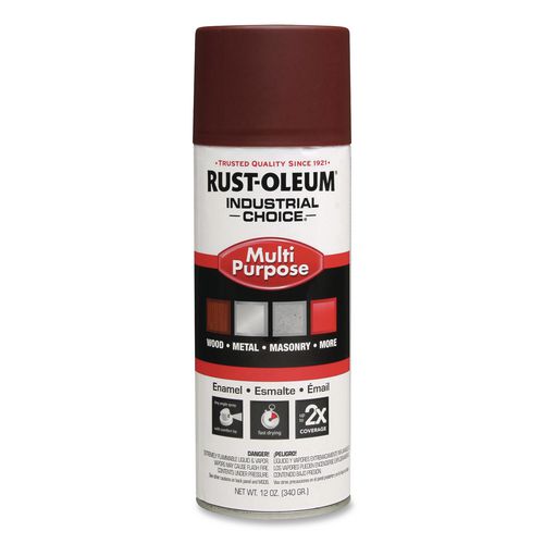 Rust-Oleum Industrial Choice 1600 System Multi-Purpose Enamel Spray Paint, Flat Red, 12 oz Aerosol Can, 6/Carton