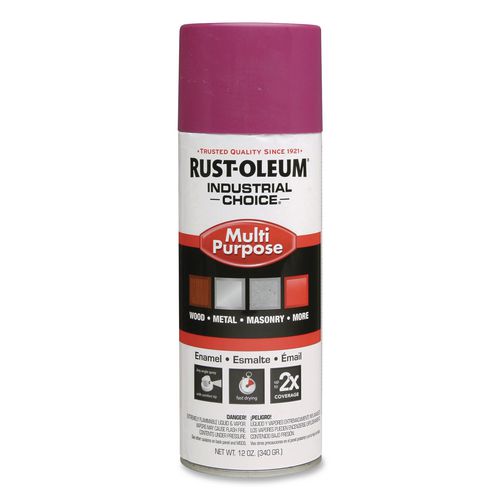 Rust-Oleum Industrial Choice 1600 System Multi-Purpose Enamel Spray Paint, Gloss Purple, 12 oz Aerosol Can, 6/Carton