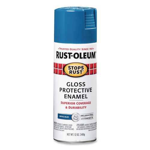 Rust-Oleum Stops Rust Spray Paint, Gloss Blue, 12 oz Aerosol Can, 6/Carton