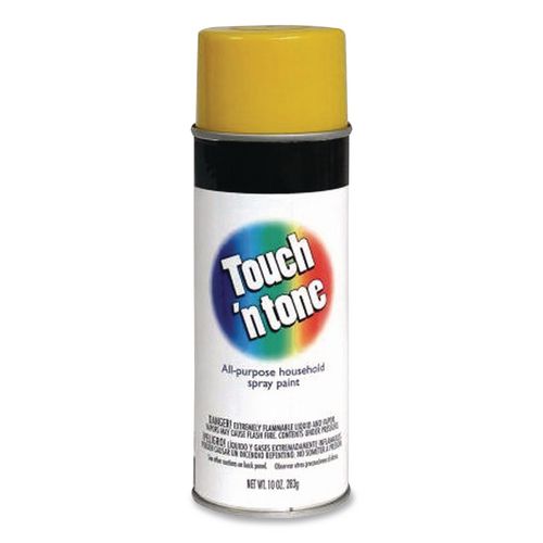 Rust-Oleum Touch'n Tone Spray Paint, Gloss Yellow, 10 oz Aerosol Can, 6/Carton