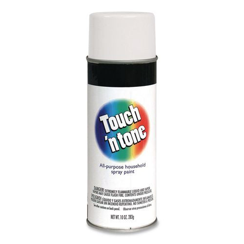Rust-Oleum Touch'n Tone Spray Paint, Flat White, 10 oz Aerosol Can, 6/Carton