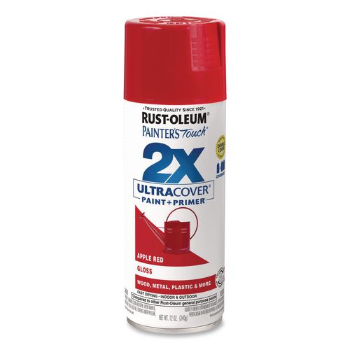 Rust-Oleum Painter's Touch 2X Ultra Cover Spray Paint, Gloss Apple Red, 12 oz Aerosol Can, 6/Carton