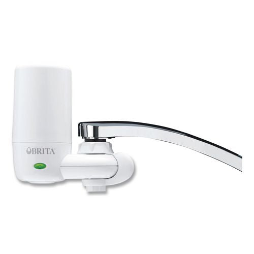 Brita Water Faucet Mount Filtration System with 1 Elite Advanced Replacement Filter, White, 4/Carton