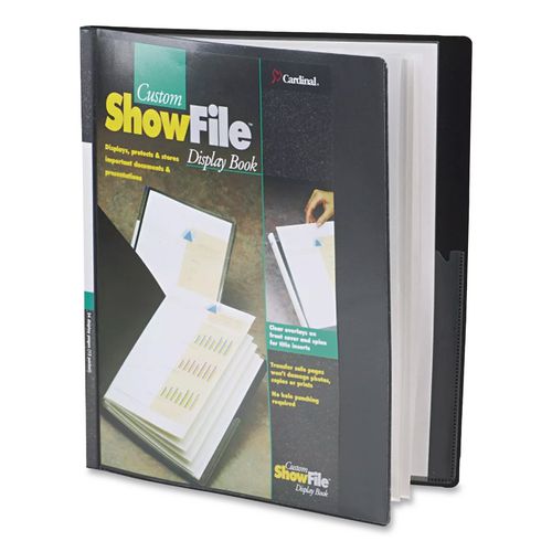 Cardinal ShowFile Display Book with Custom Cover Pocket, 12 Letter-Size Sleeves, Black