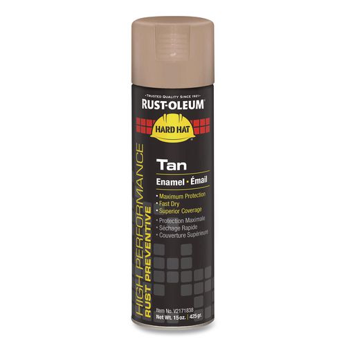 Rust-Oleum Hard Hat High Performance V2100 System Rust Preventive Enamel Spray Paint, Gloss Tan, 15 oz Aerosol Can, 6/Carton