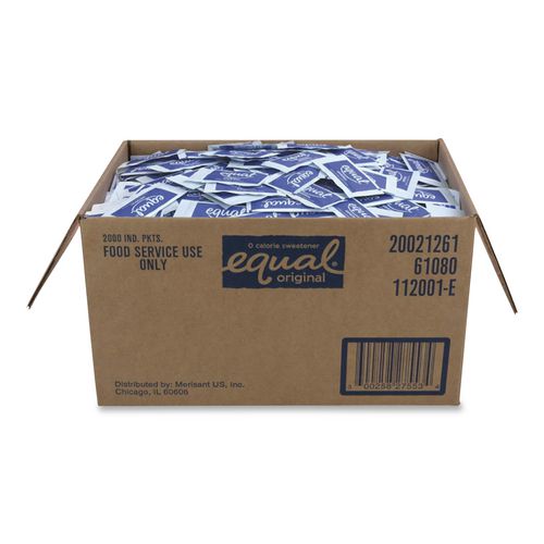 Equal Zero Calorie Sweetener, 0.04 oz Packet, 2,000/Carton