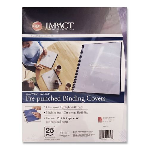 GBC VeloBind Clear View Pre-Punched Presentation Covers, Plastic, Square Corners, 11 x 8.5, Clear, 25/Pack