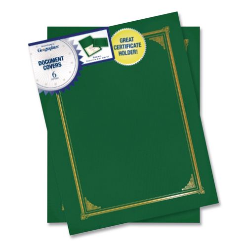 Geographics Certificate/Document Cover, 12.5 x 9.75, Green, 6/Pack