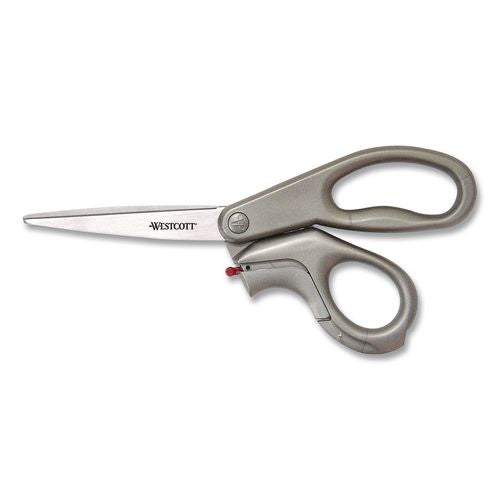 Westcott E-Z Open Box Opener Stainless Steel Shears, 8" Long, 3.25" Cut Length, Offset Gray Handle