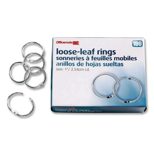 Officemate Book Rings, 1" Diameter, 100/Box