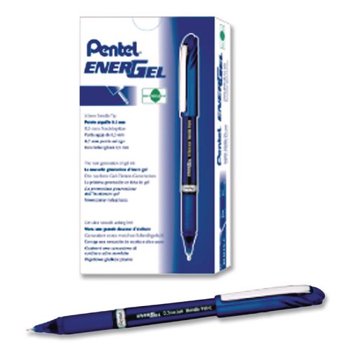 Pentel EnerGel NV Gel Pen, Stick, Fine 0.5 mm, Blue Ink, Blue Barrel, Dozen
