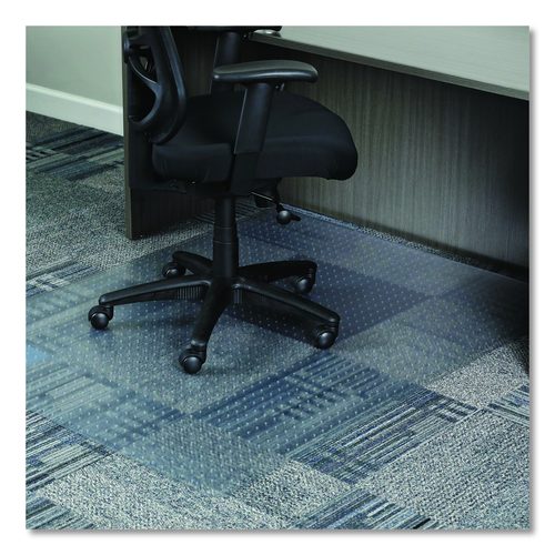 Alera Studded Chair Mat for Flat Pile Carpeted Floors, Rectangular, Straight Edges, 46" x 60", Clear