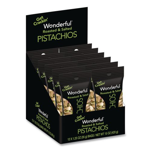 Paramount Farms Wonderful Pistachios In Shell Roasted and Salted, 1.5 oz Bag, 12 Bags/Box