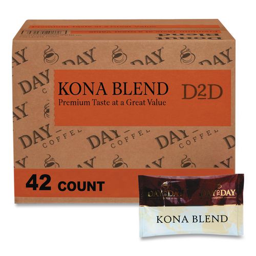 Day to Day Coffee 100% Pure Coffee, Kona Blend, 1.5 oz Pack, 42 Packs/Carton