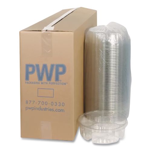 Pactiv Evergreen Dip Cup Platter, 4 Compartments, 64 oz, 10" Diameter, Clear, Plastic, 100/Carton